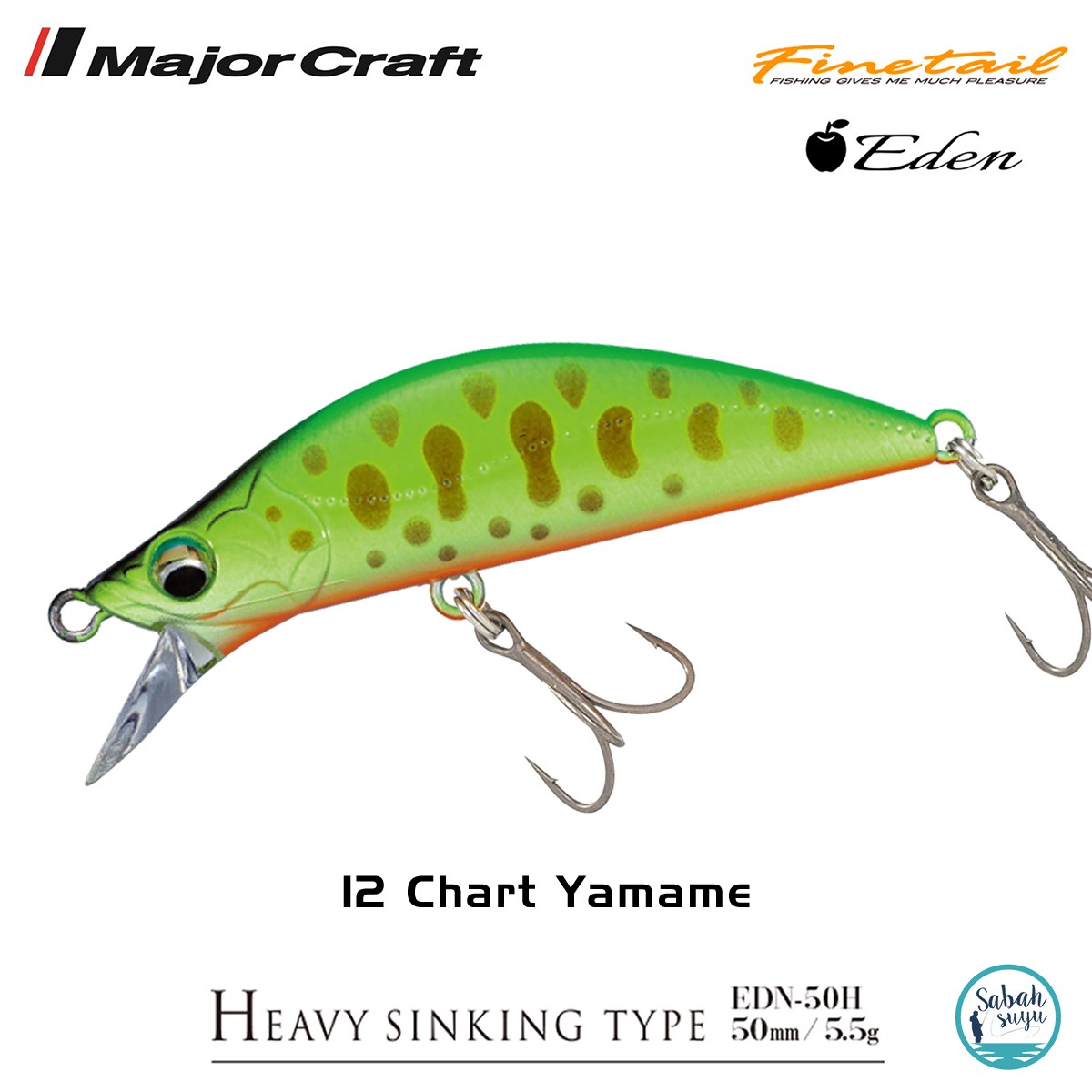 Major Craft Finetail Eden 50HS 5.5gr LRF Maket Balık # 12 Chart Yamame