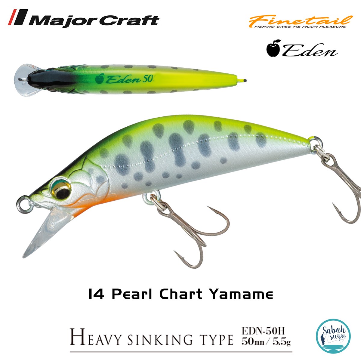 Major Craft Finetail Eden 50HS 5.5gr LRF Sahte Balık # 14 Pearl Chart Yamame