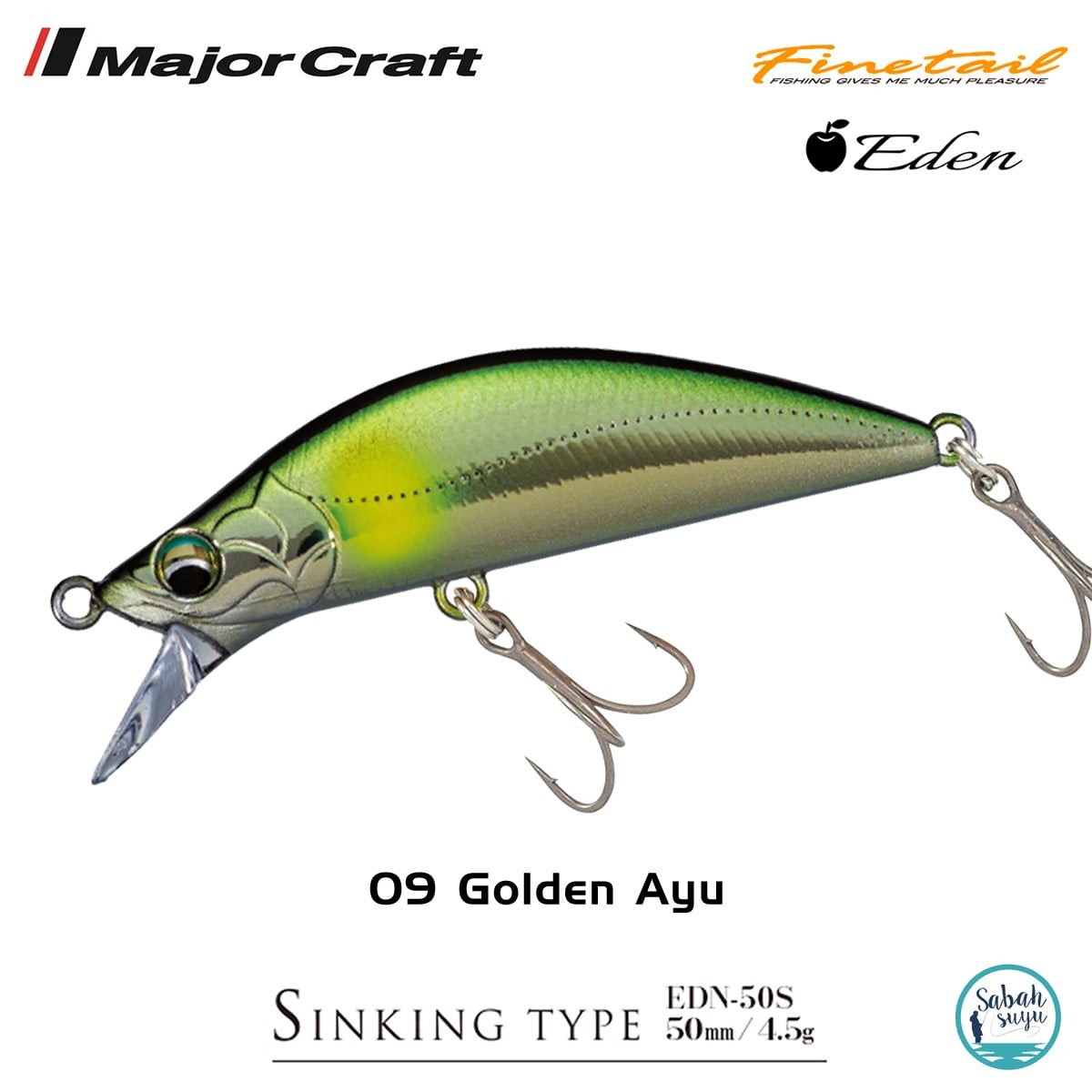 Major Craft Finetail Eden 50S 4.5gr LRF Sahte Balık # 09 Golden Ayu