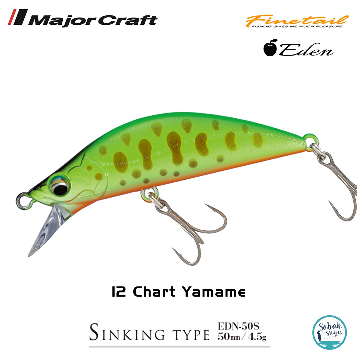 Major Craft Finetail Eden 50S 4.5gr LRF Sahte Balık # 12 Chart Yamame