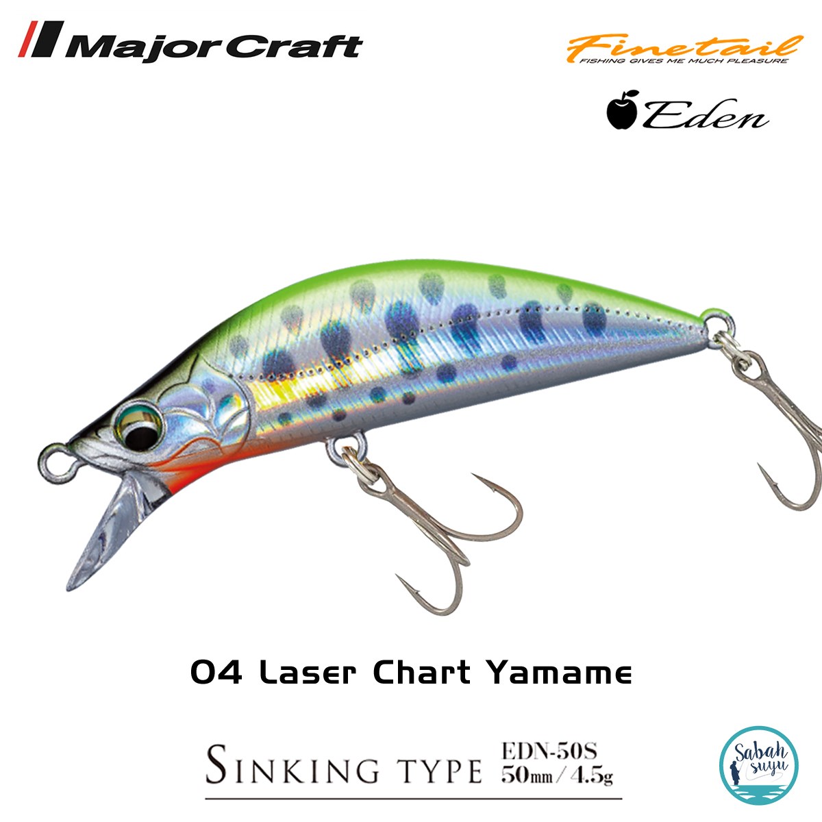 Major Craft Finetail Eden 50S 4.5gr LRF Sahte Balık # 04 Laser Chart Yamame