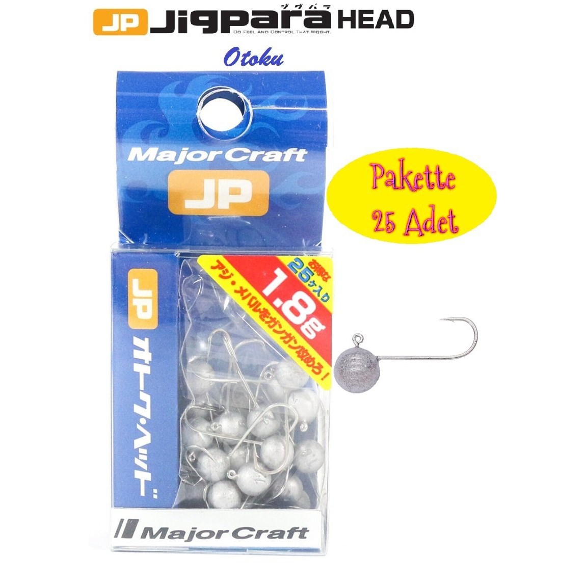 Major Craft Jigpara Otoku Head OTHD-1.8gr. (25pcs. Bag)