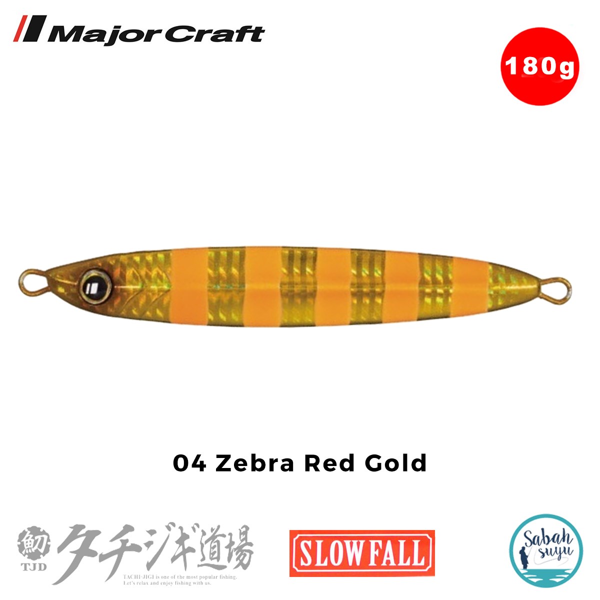 Major Craft Jigpara TJD-SLOW 180gr #04 Zebra Red Gold
