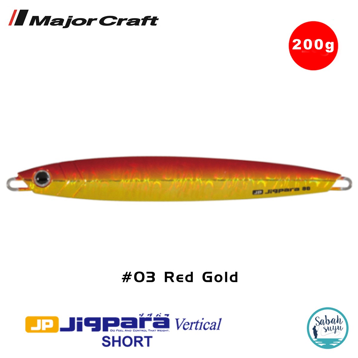 Major Craft Jigpara Vertical Short JPV-200gr 165mm #03 Red Gold Holo