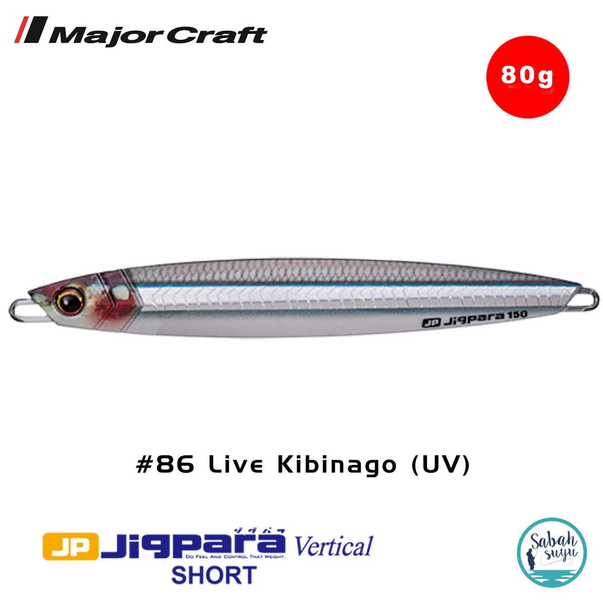 Major Craft Jigpara Vertical Short JPV-80gr 115mm #86 Live Kibinago (UV)