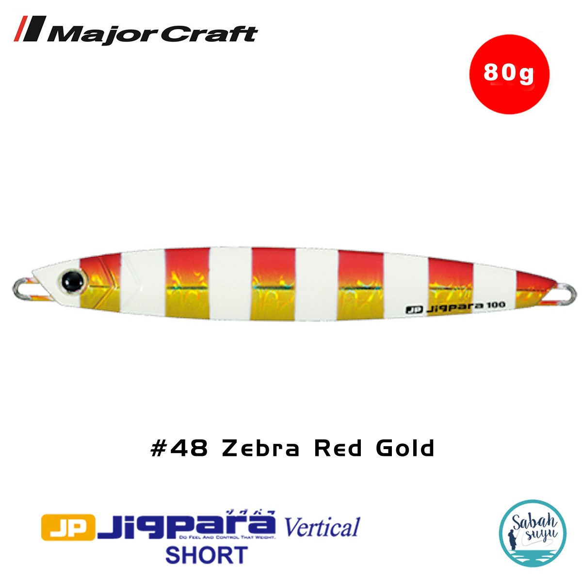 Major Craft Jigpara Vertical Short JPV-80gr 115mm #48 Zebra Red Gold