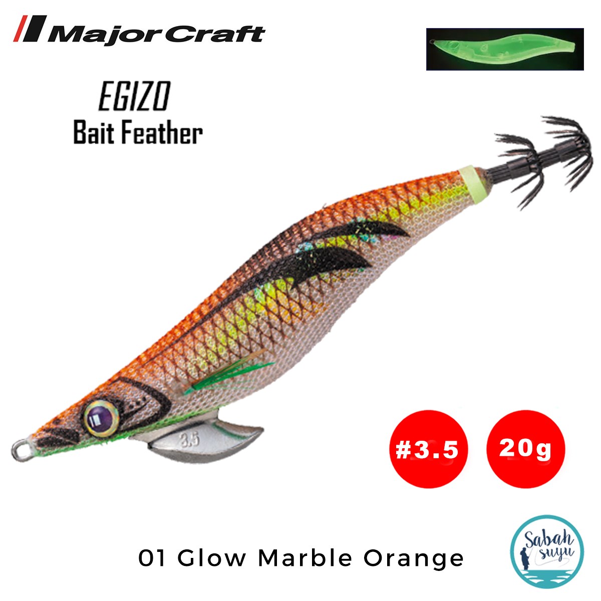 Major Craft Kalamar Zokası EBF-3.5 20gr #01 Glow Marble Orange