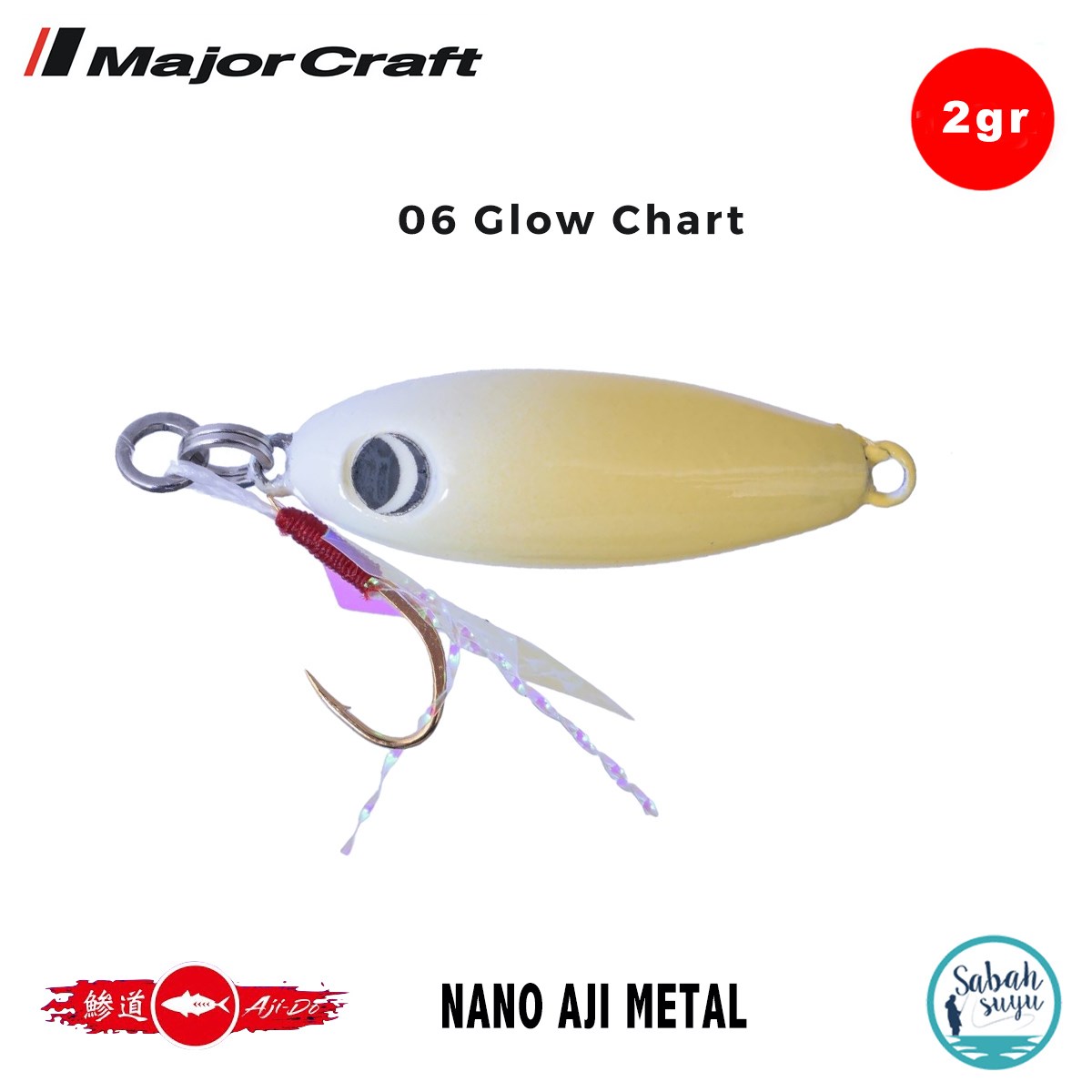 Major Craft Nano Aji Metal 2.0gr 16mm #06 Glow Chart