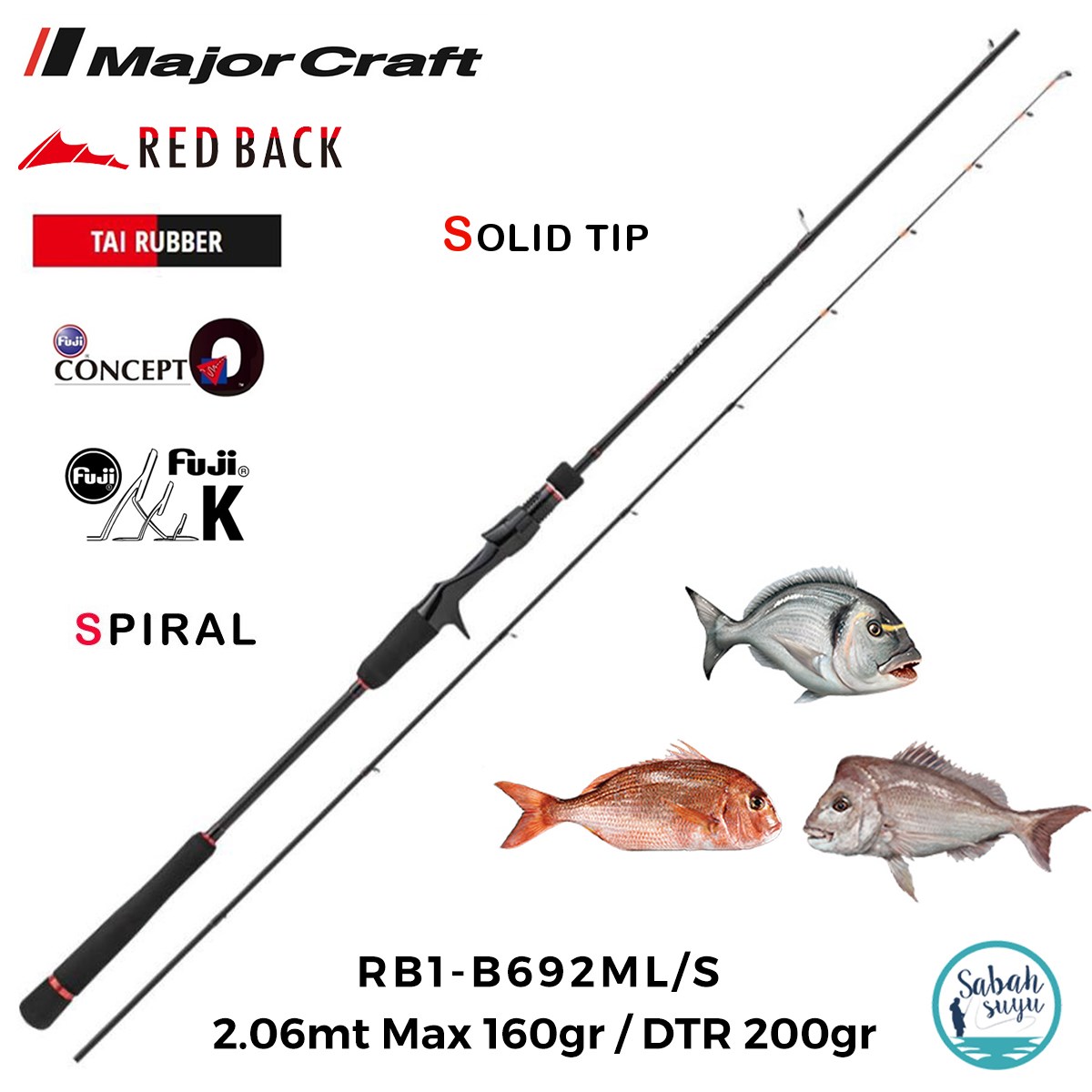 Major Craft Red Back 1G RB1-B692ML/S Solid 2.06mt Max 160/200gr (2P) Tetikli Tai Rubber Kamış