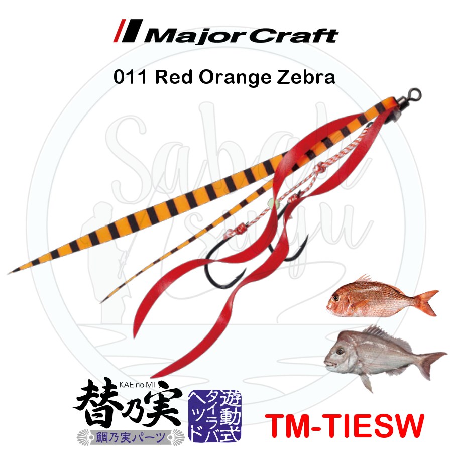 Major Craft Tai Rubber TM TIESW İğneli Yedek Kuyruk #011 Red/Orange Zebra