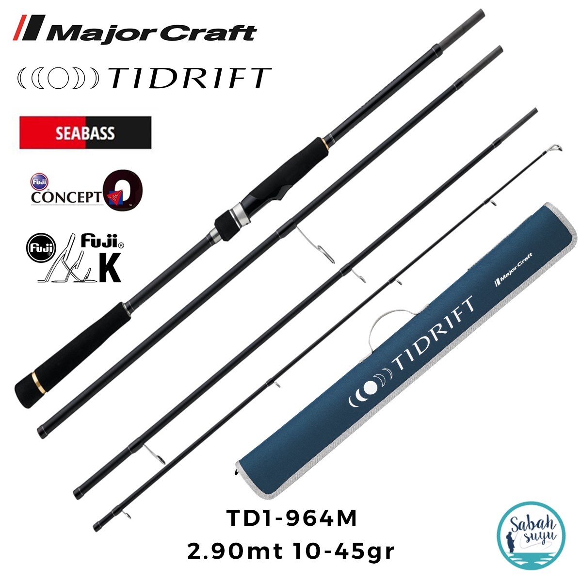 Major Craft Tidrift 1G TD1-964M Seabass 2.90mt 10-45gr (4P) Seyahat Spin Kamış