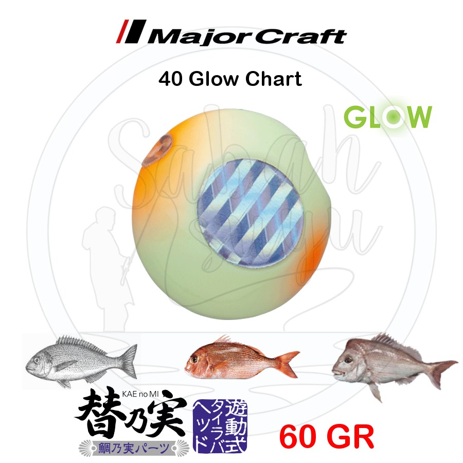 Major Craft TM-Head Slider Tai Rubber Jig 60gr #40 Glow Chart