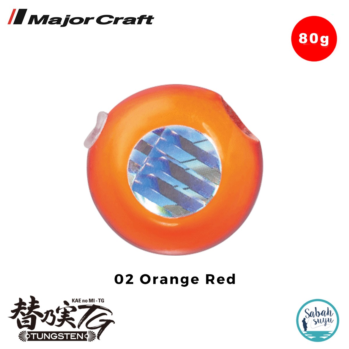 Major Craft TMTG-Head Tungsten Slider Tai Rubber Jig 80gr #02 Orange Red