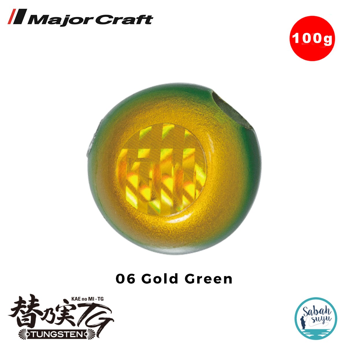 Major Craft TMTG-Head Tungsten Slider Tai Rubber Jig 100gr #06 Gold Green
