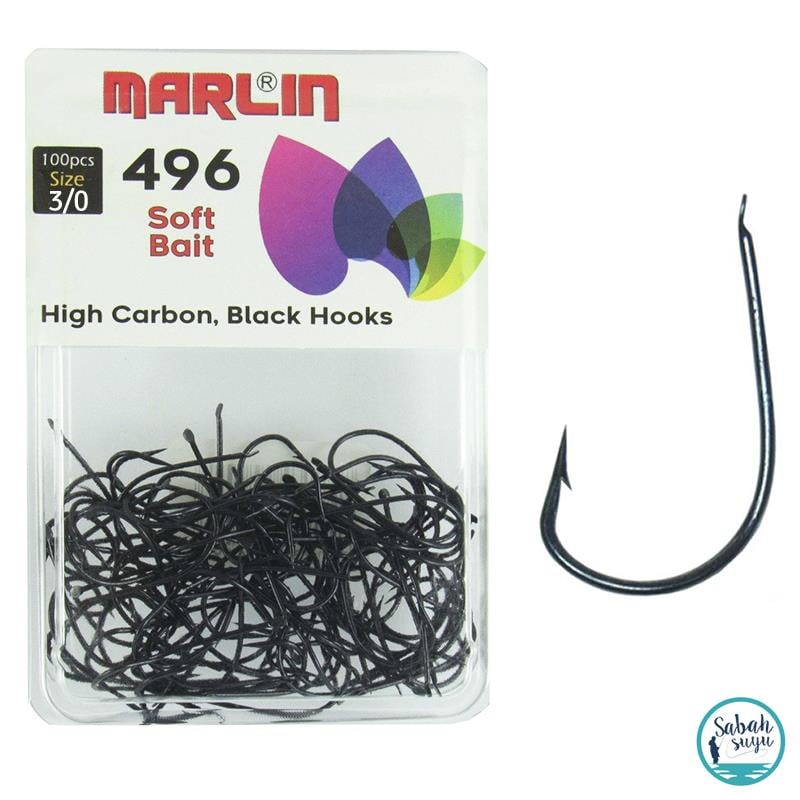 Marlin 496 Çapraz Tekli Olta İğnesi Siyah # 3/0 (100 adet)