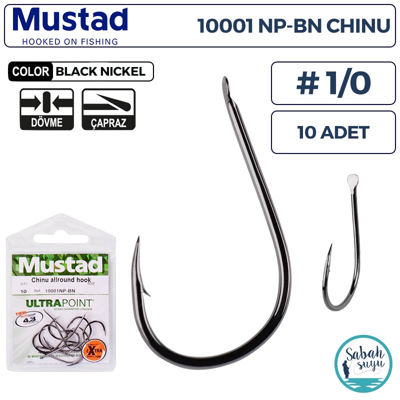 Mustad 10001 NP-BN Chinu İğne Siyah #1/0 (10 Adet)
