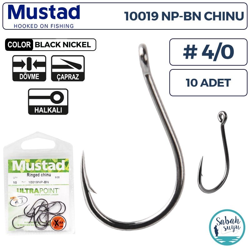 Mustad 10019 NP-BN Chinu Delikli İğne Siyah #4/0 (10 Adet)