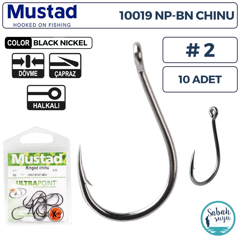 Mustad 10019 NP-BN Chinu Delikli İğne Siyah #2 (10 Adet)