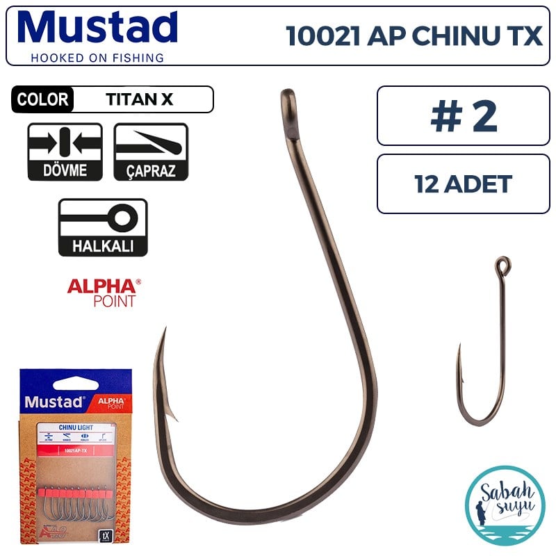 Mustad 10021 AP Chinu Light Delikli Olta İğnesi TX #2 (12 Adet)