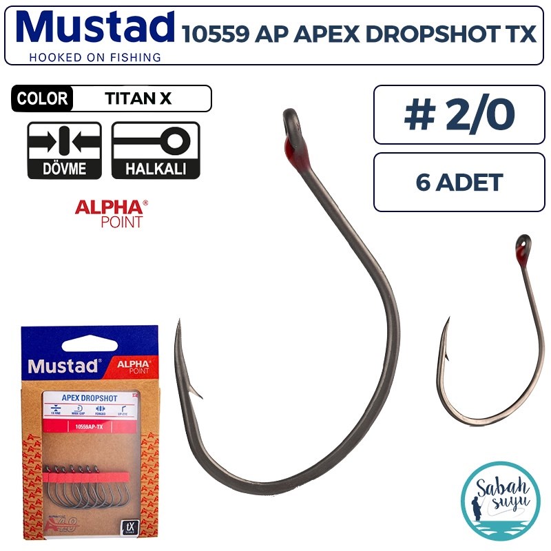 Mustad 10559 AP Apex Dropshot Olta İğnesi TX #2/0 (6 Adet)