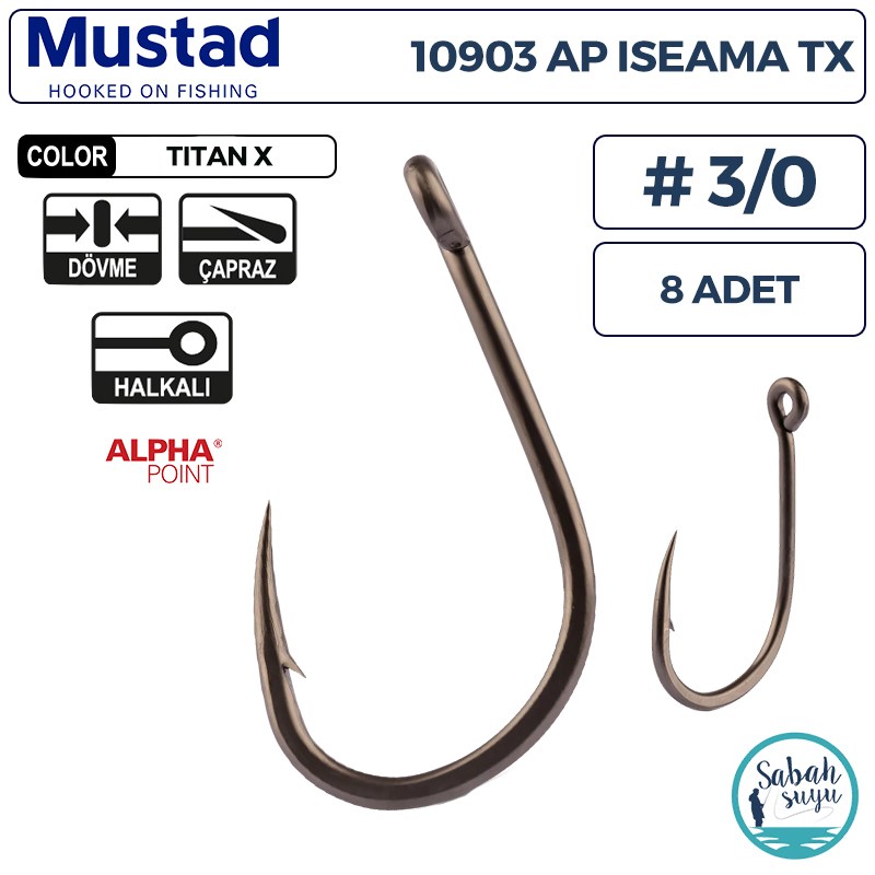 Mustad 10903 AP Iseama Delikli Olta İğnesi TX #3/0 (8 Adet)
