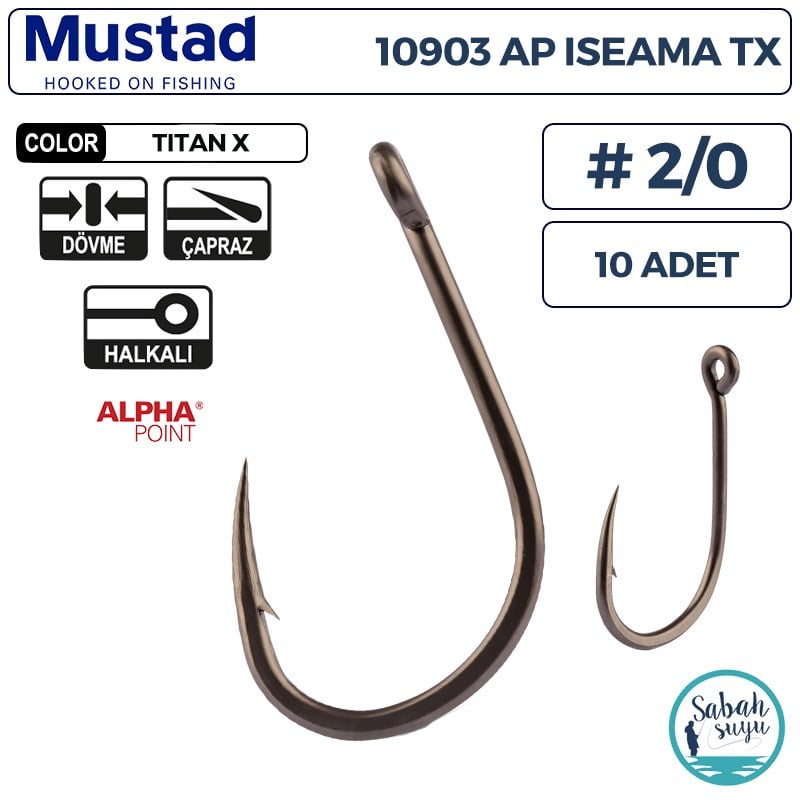 Mustad 10903 AP Iseama Delikli Olta İğnesi TX #2/0 (10 Adet)