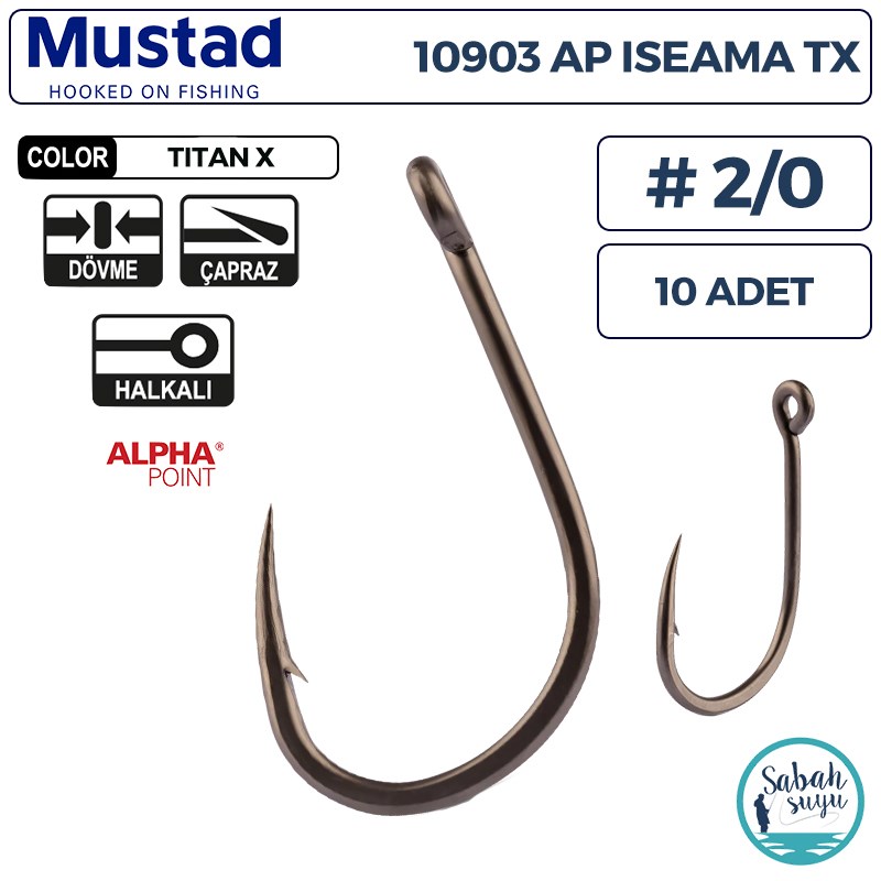Mustad 10903 AP Iseama Delikli Olta İğnesi TX #2/0 (10 Adet)