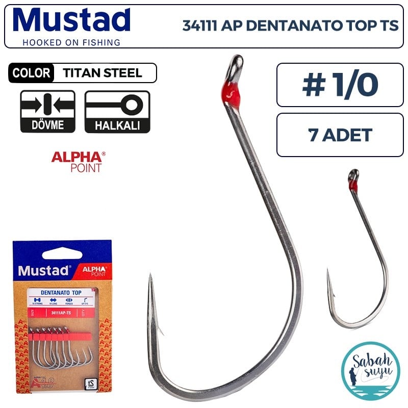 Mustad 34111 AP Dentanato Top Delikli Olta İğnesi TS #1/0 (7 Adet)