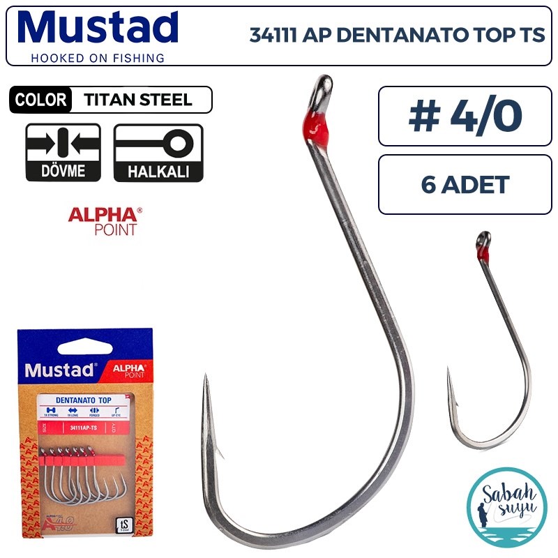 Mustad 34111 AP Dentanato Top Delikli Olta İğnesi TS #4/0 (6 Adet)