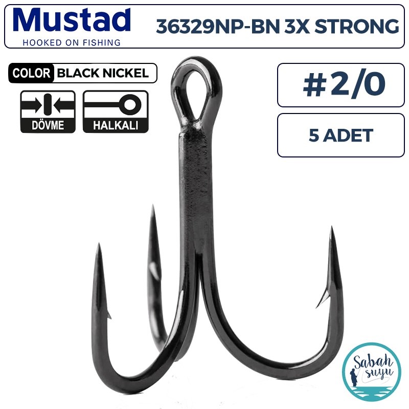 Mustad 36329 NP-BN 3X Üçlü İğne Siyah #2/0 (5 Adet)