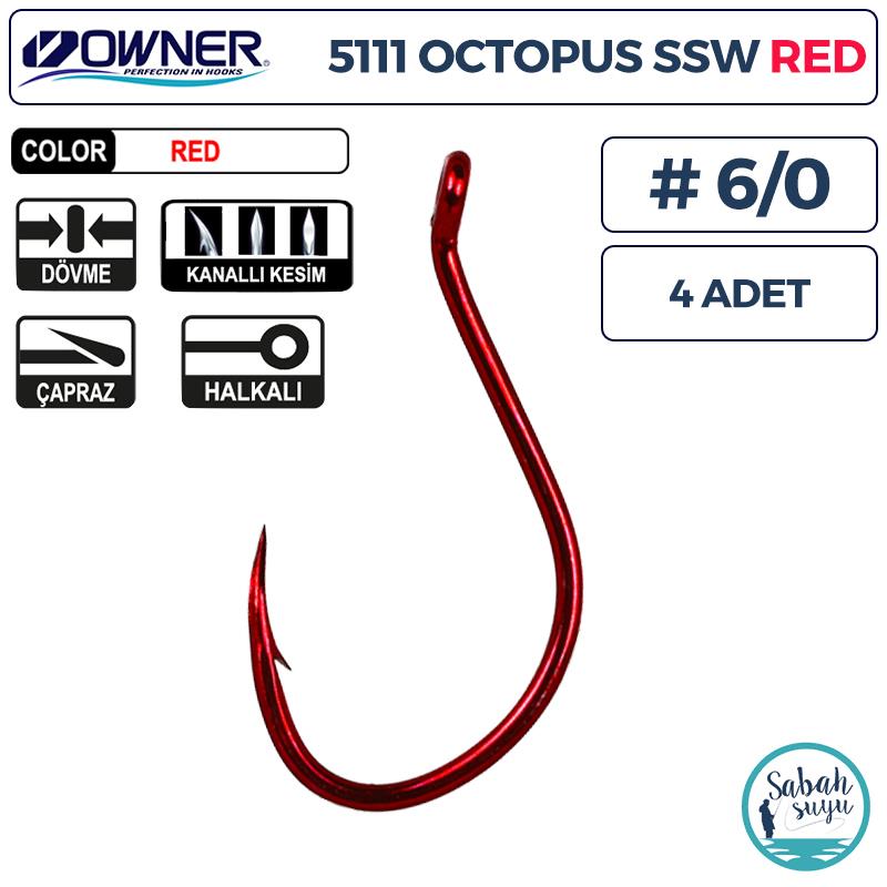 Owner 5111 Octopus SSW Delikli İğne Kırmızı #6/0 (4 Adet)