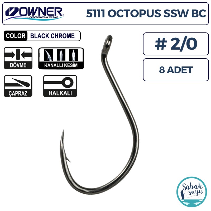 Owner 5111 Octopus SSW Delikli İğne Siyah #2/0 (8 Adet)