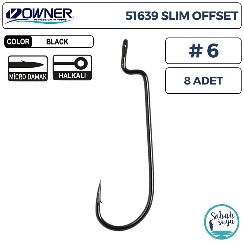 Owner 51639 Slim Offset İğne Siyah #6 (8 Adet)