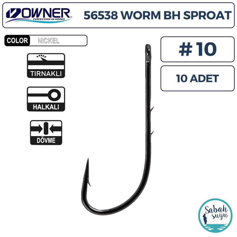 Owner 56538 Worm BH Sproat Black Chrome Tekli İğne #10 (10 Adet)