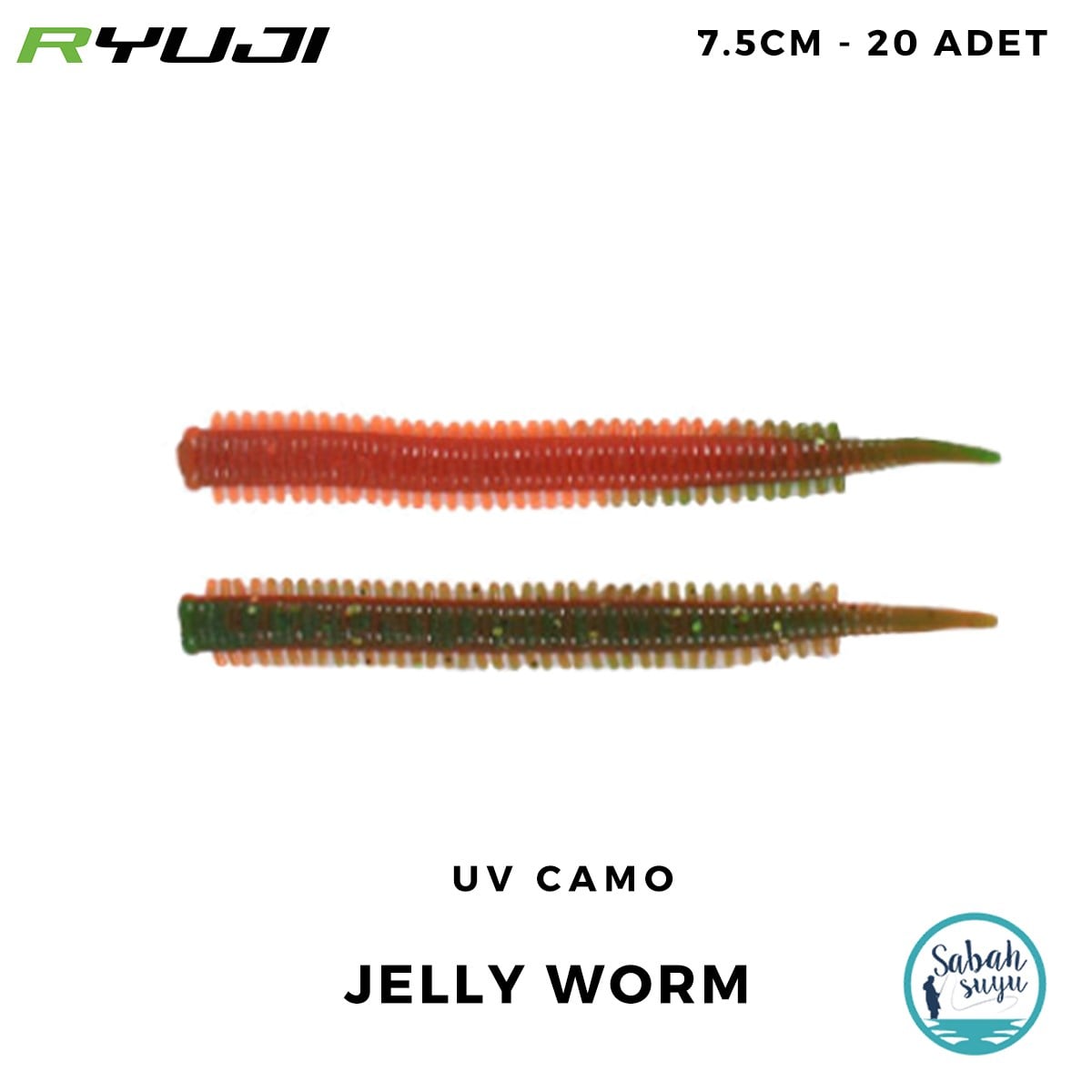 Ryuji Jelly Worm 7.5cm LRF Kokulu Silikon Kurt UV Camo (20 Adet)