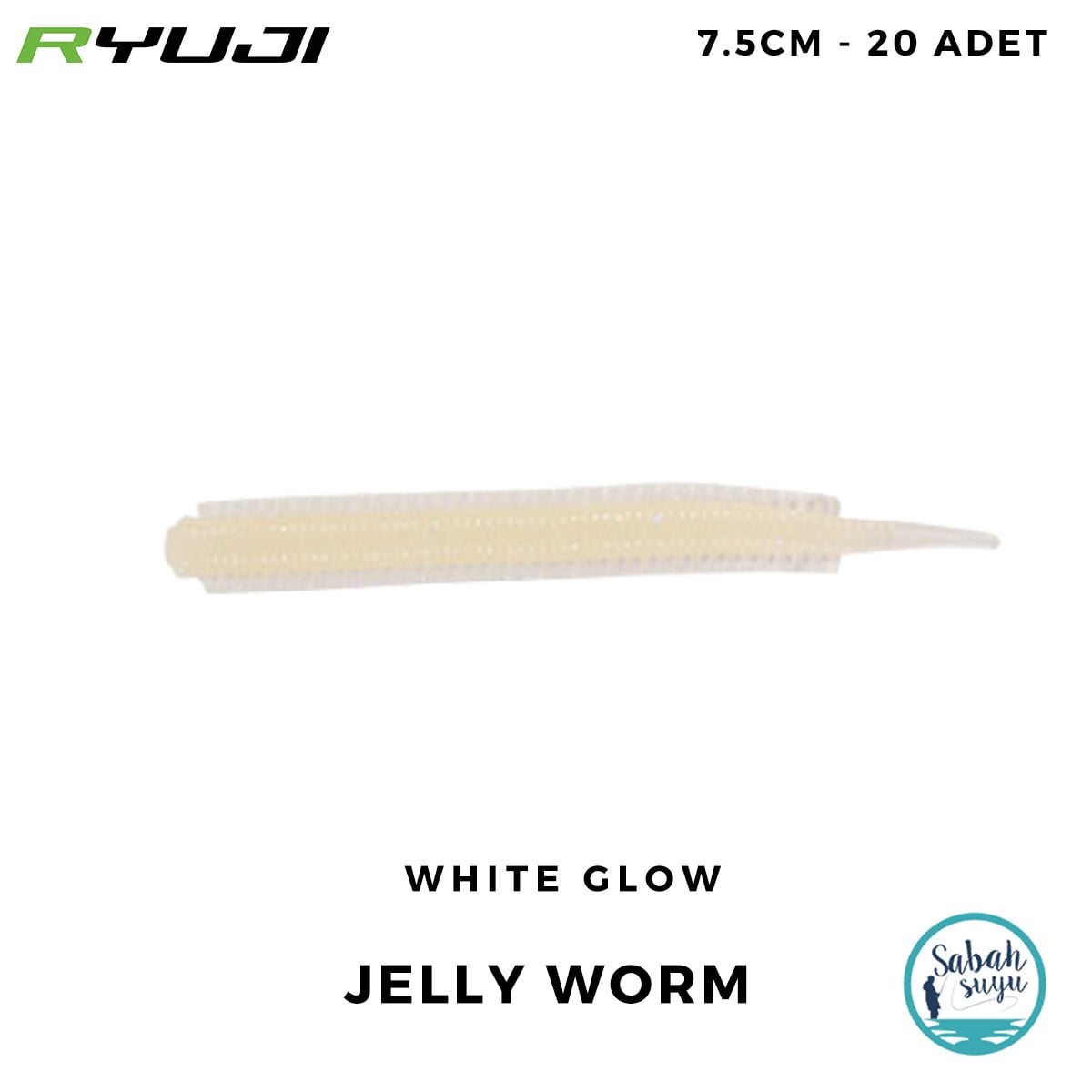 Ryuji Jelly Worm 7.5cm LRF Kokulu Silikon Kurt White Glow (20 Adet)