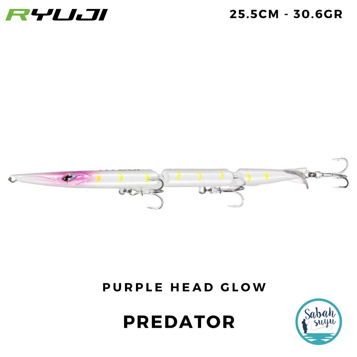 Ryuji Predator Sinking 25.5cm 30.6gr Purple Head Glow Maket Balık