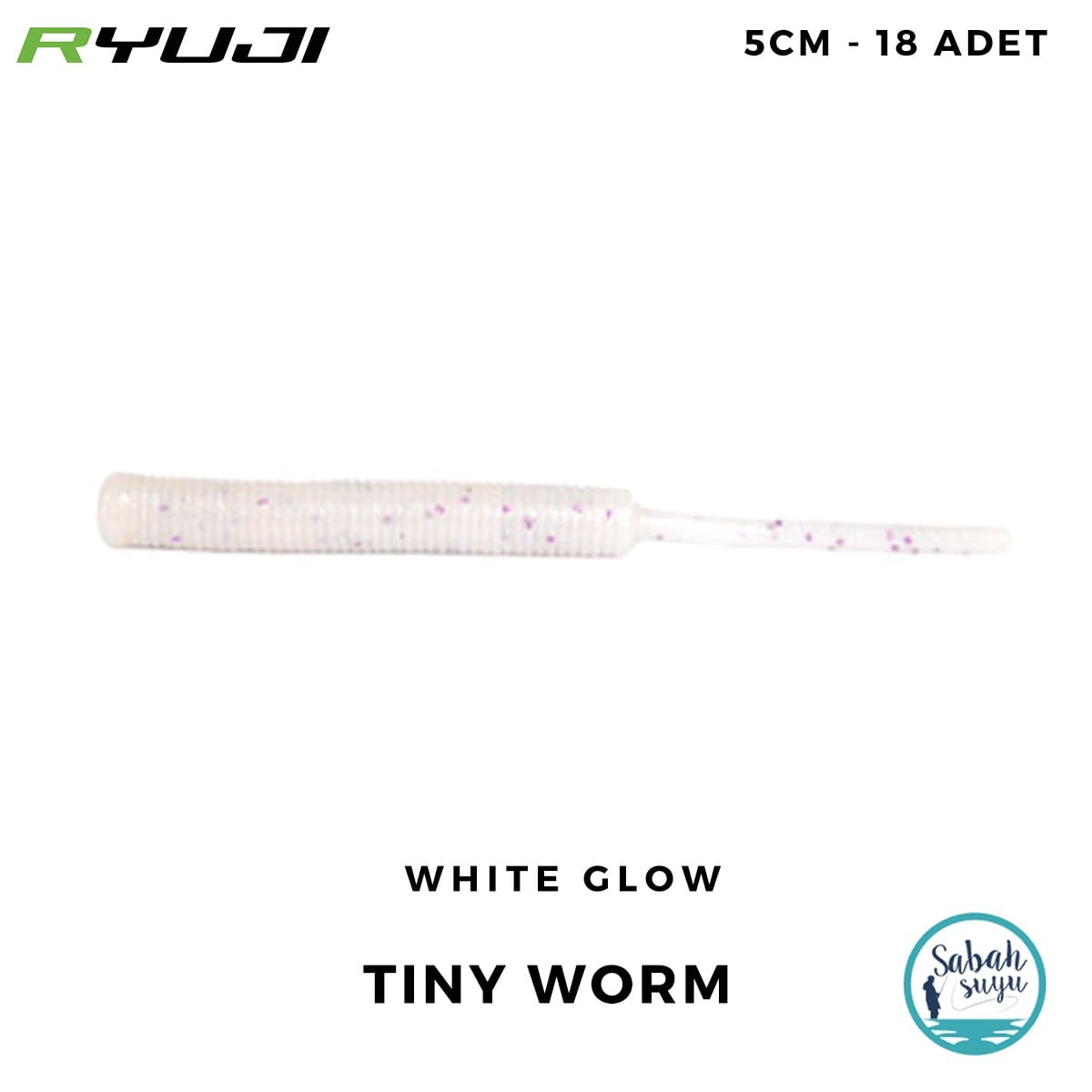 Ryuji Tiny Worm 5cm LRF Kokulu Silikon Yem White Glow (18 Adet)