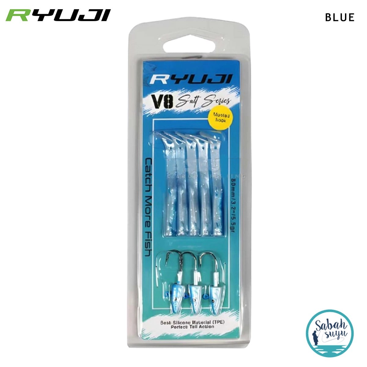 Ryuji V8 8cm 5.5gr Silikon Yem Set (3+5) Blue