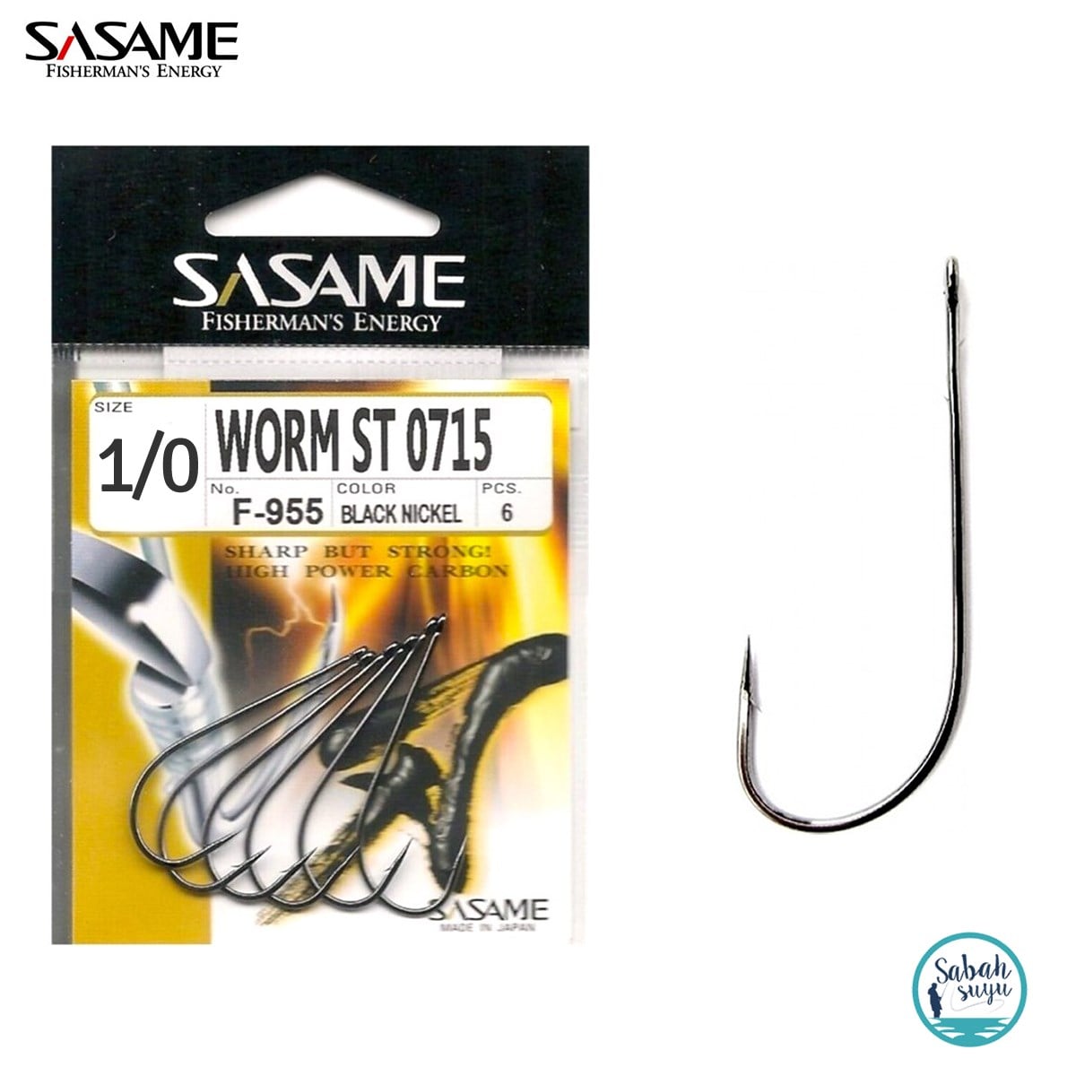 Sasame F-955 Worm Tırnaklı Halkalı İğne #1/0 (6Ad) Siyah