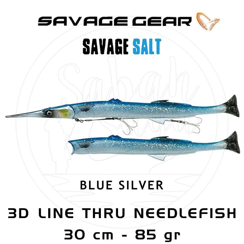 Savage Gear 3D Line Thru Needlefish Pulsetail 2+1 30cm 85gr Blue Silver