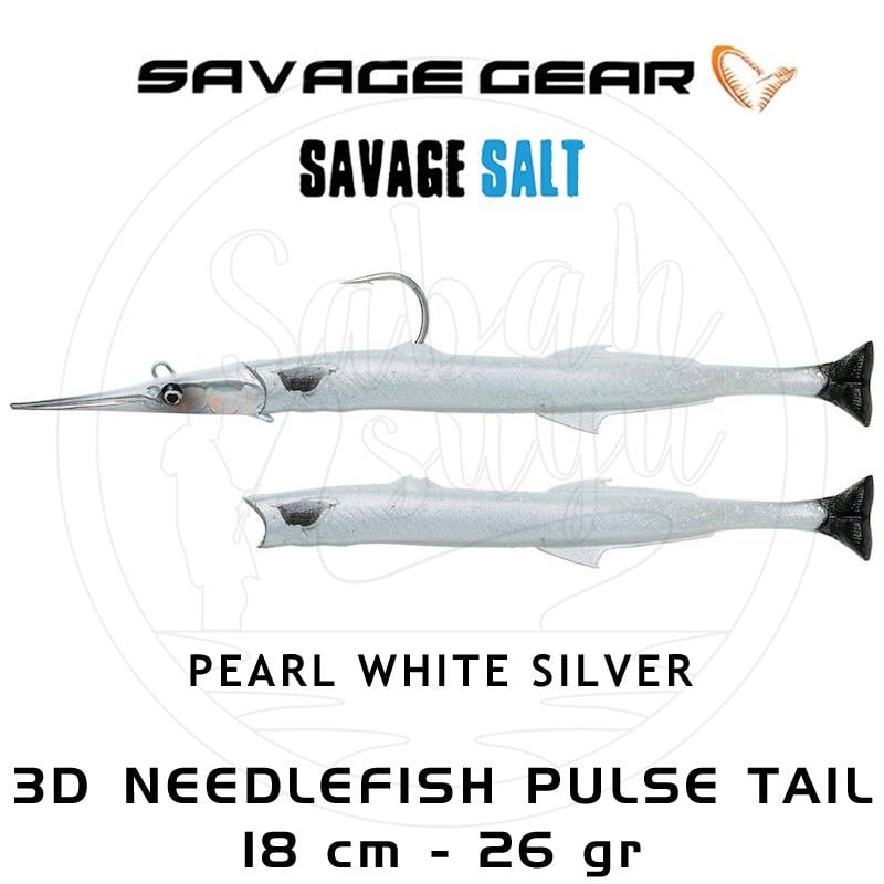 Savage Gear 3D Needlefish Pulsetail 2+1 18cm 26gr Pearl White Silver