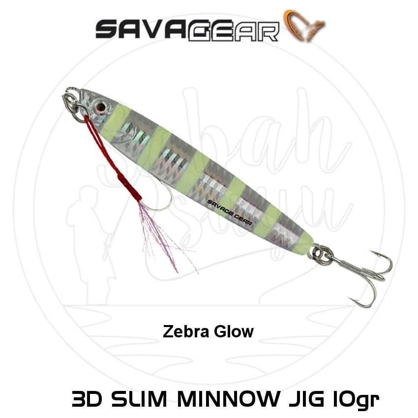 Savage Gear 3D Slim Minnow Jig 10g Zebra Glow