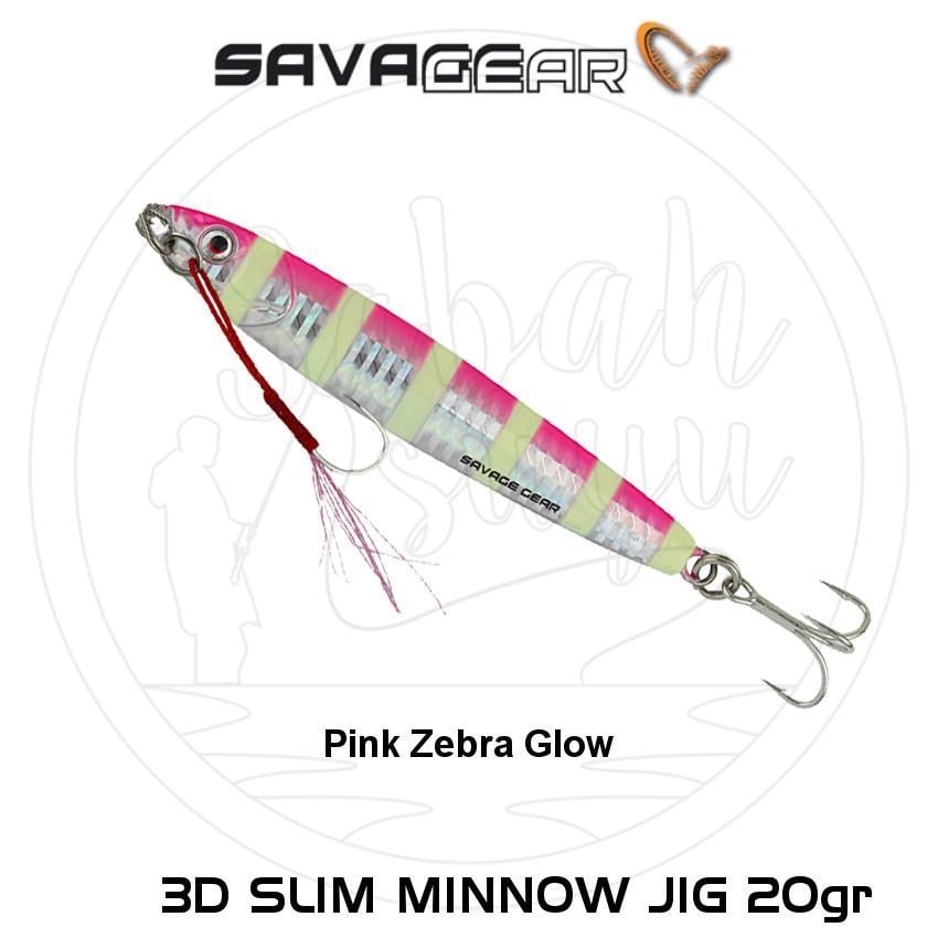 Savage Gear 3D Slim Minnow Jig 20g Pink Zebra Glow