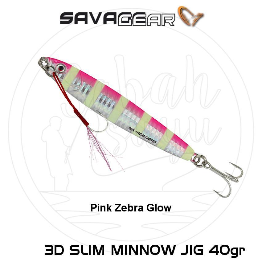 Savage Gear 3D Slim Minnow Jig 40g Pink Zebra Glow