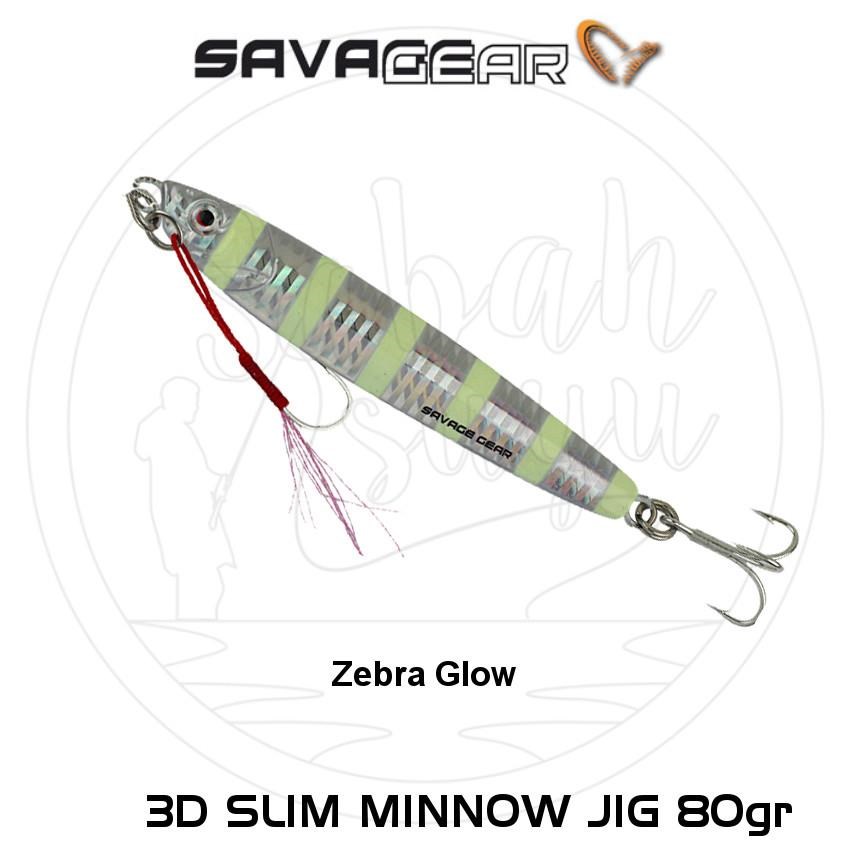 Savage Gear 3D Slim Minnow Jig 80g Zebra Glow