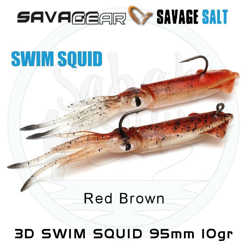 Savage Gear 3D Swim Squid 95mm 10gr (2 Adet) Red Brown