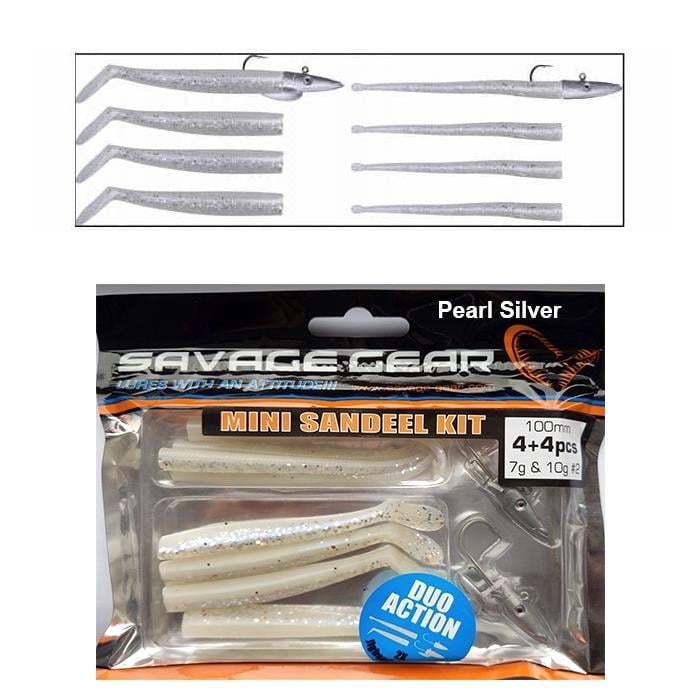 Savage Gear Mini Sandeel Kit 10 Parça (1+1+4+4) Suni Yem Pearl Silver