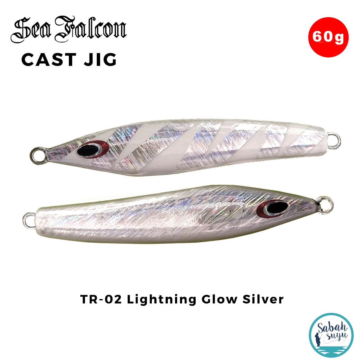 Sea Falcon Cast Jig 60gr TR-02 Lightning Glow Silver