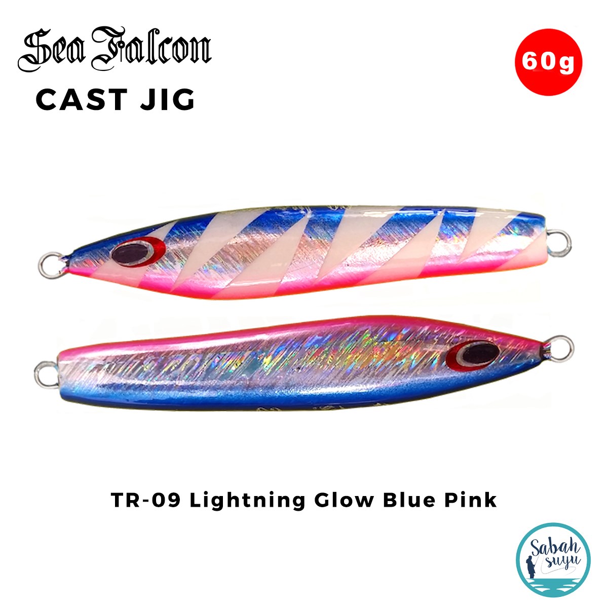 Sea Falcon Cast Jig 60gr TR-09 Lightning Glow Blue Pink
